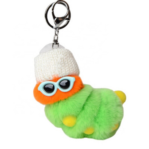 Animal Small Custom Soft Mini Plush Keychain Stuffed Color Glasses Worm Toys Doll Key Chain Bag Plush Ornament Accessories