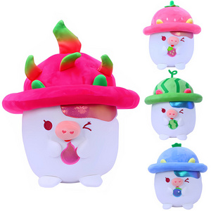 Wholesale Creative Fruit Strawberry Cow Stuffed Animal Squish Plush Toys Cute Pitaya Watermelon Dairy Cattle Plushie Doll