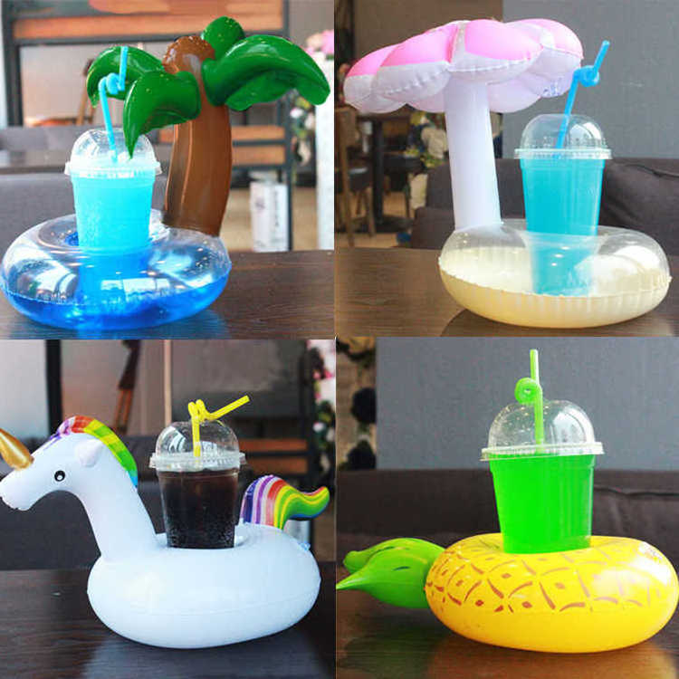 Outdoor Swimming Pool Toys Inflatable PVC Cup Holder Float For Pool Bed Custom Logo Fruit Shape Drink Cup Holder For Party