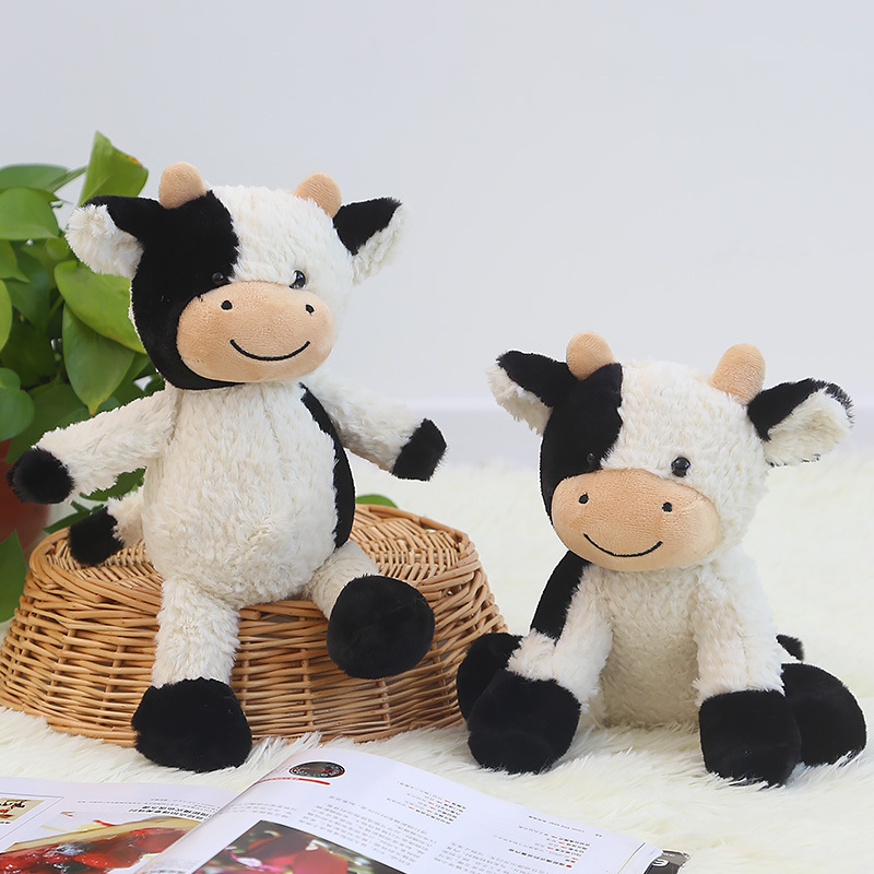 Hot Sale 30 cm Cute Milch Cow Plush Toys Dairy Cattle Black White Ox Stuffed Plushie Dolls Juguete de peluche de vaca