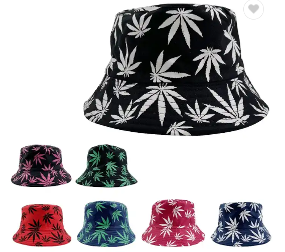 Wholesale High Quality Maple Leaf Printed Reversible Bucket Fashion Fisherman Unisex Caps Printed Hats Bucket With Custom Logo