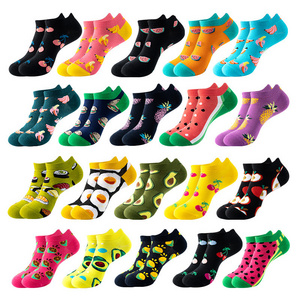 Wholesale Happy Cheap Animals Fruits Paintings Colorful Designs Fashion Funny Cotton Sports Short Ankle Unisex Socks