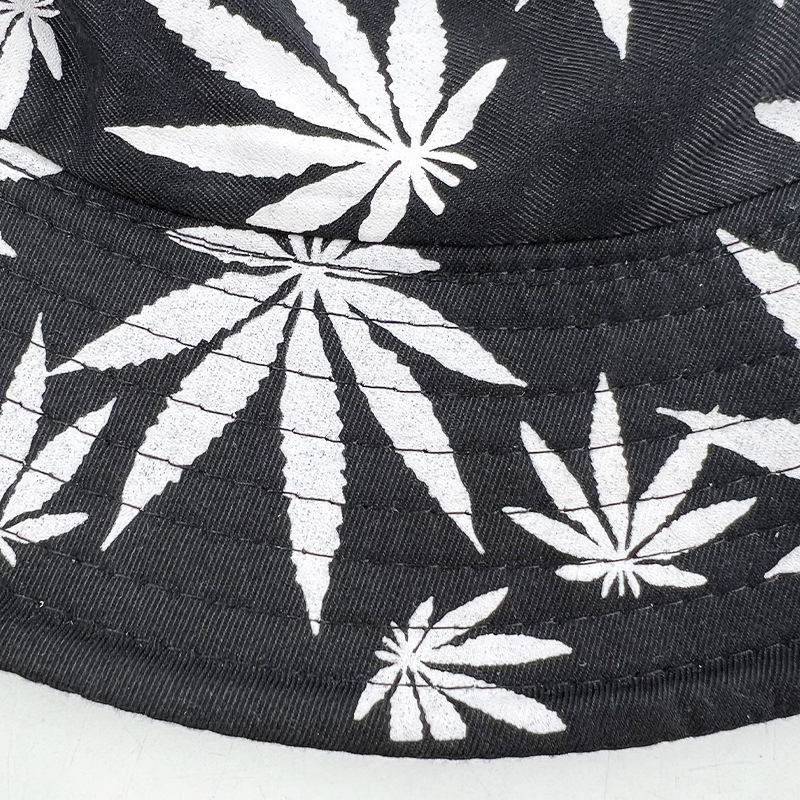 Wholesale High Quality Maple Leaf Printed Reversible Bucket Fashion Fisherman Unisex Caps Printed Hats Bucket With Custom Logo