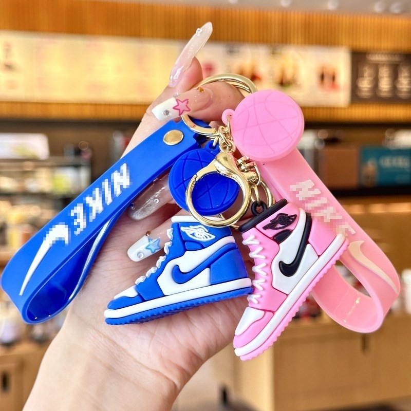 Factory Wholesale Soft PVC Rubber Mini 3D N BA Basketball AJ 1 Sneaker Keychain Keyring Sports Shoes Trainer Key Chains Ring