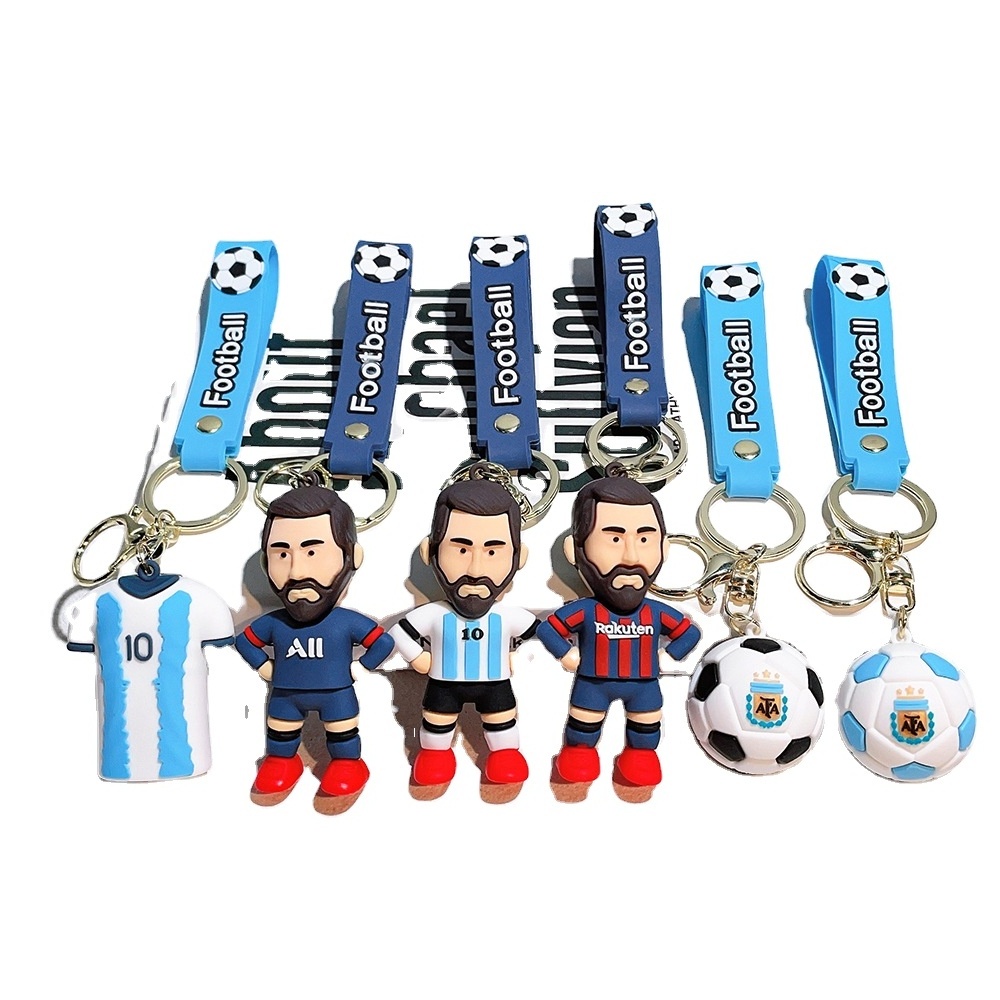 Cup Football Jersey Messi Keychain 3d Soft Pvc Bag Pendant Gift Silicone Keyring Wristband Strap Key Chain Car Keychai