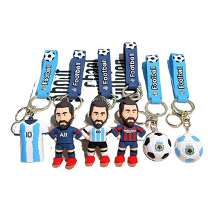 Cup Football Jersey Messi Keychain 3d Soft Pvc Bag Pendant Gift Silicone Keyring Wristband Strap Key Chain Car Keychai