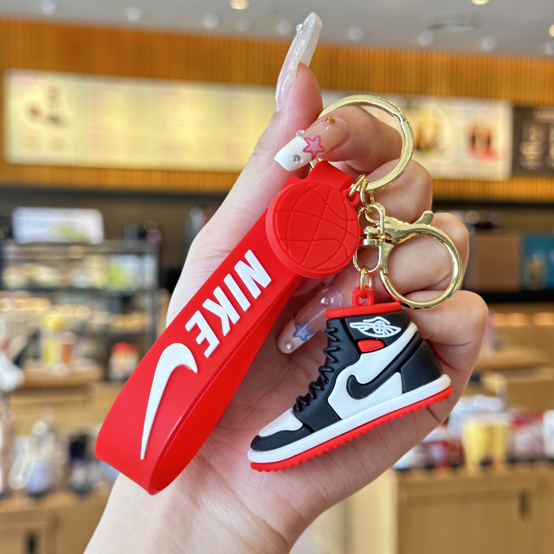 Factory Wholesale Soft PVC Rubber Mini 3D N BA Basketball AJ 1 Sneaker Keychain Keyring Sports Shoes Trainer Key Chains Ring