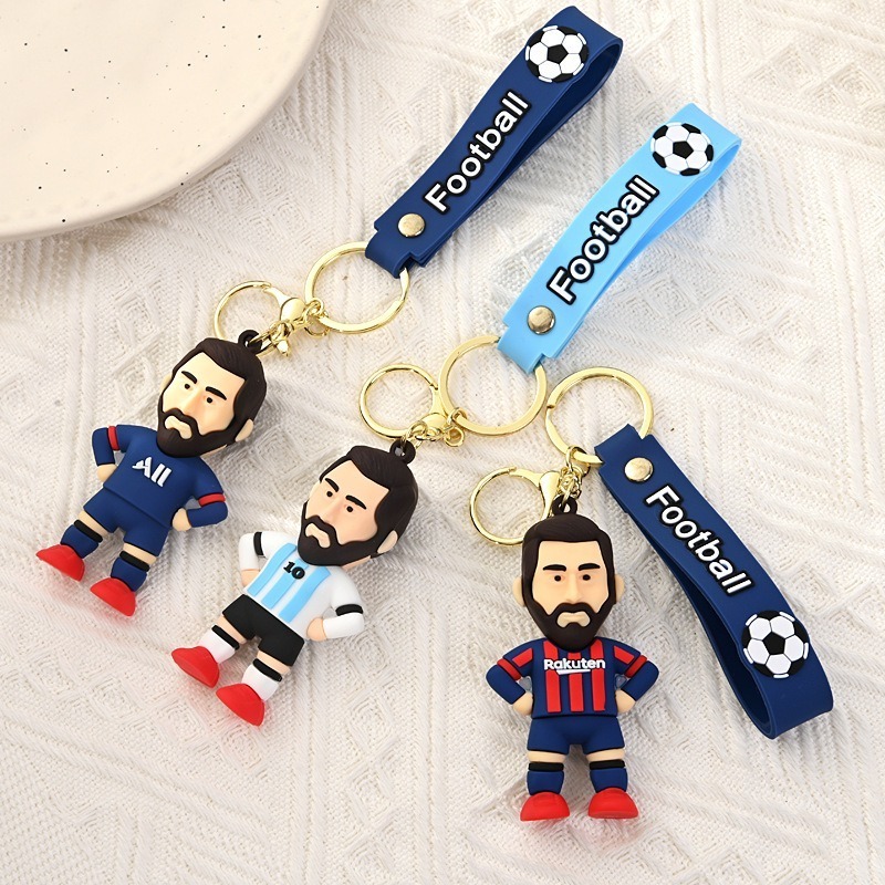 Cup Football Jersey Messi Keychain 3d Soft Pvc Bag Pendant Gift Silicone Keyring Wristband Strap Key Chain Car Keychai