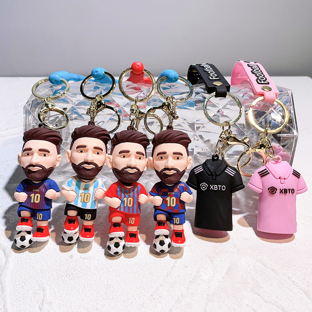 Cup Football Jersey Messi Keychain 3d Soft Pvc Bag Pendant Gift Silicone Keyring Wristband Strap Key Chain Car Keychai