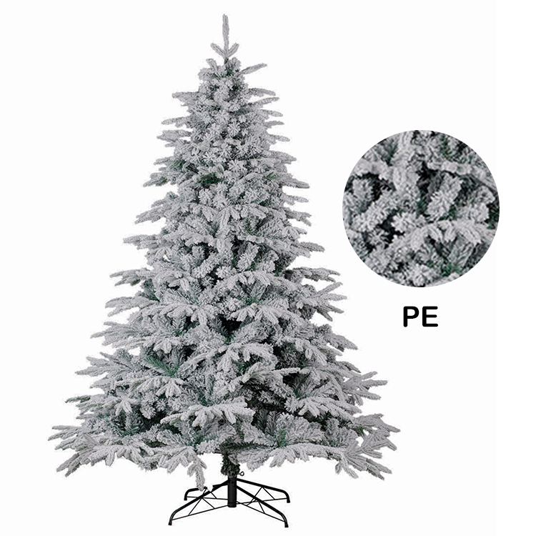 KG Xmas High-end Sapin de Noel Customized Size Flocked PE Lifelike Artificial Christmas Tree Sublimation Snowy Christmas Tree