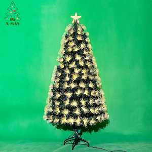 KG Xmas Wholesale Arbol De Navidad Noel 5ft 6ft Fiber Optic Artificial Xmas Tree Pre-lit Christmas Tree With Solid Metal Stand