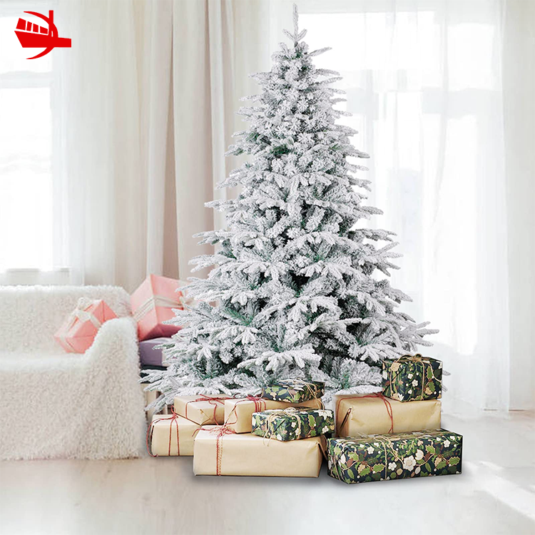 KG Xmas High-end Sapin de Noel Customized Size Flocked PE Lifelike Artificial Christmas Tree Sublimation Snowy Christmas Tree