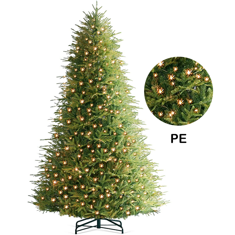 KG Xmas Wholesale Customized Advanced Christmas Tree 6ft/7ft PE Material Flocked Pre-lit Artificial Christmas Tree