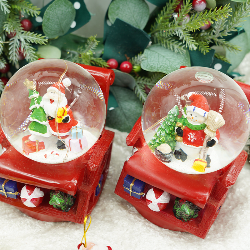 KG Xmas Resin Crafts Noel Navidad Rocking Chair Style Christmas Snow Ball Battery Operated Christmas Snowglobe With Music And Li