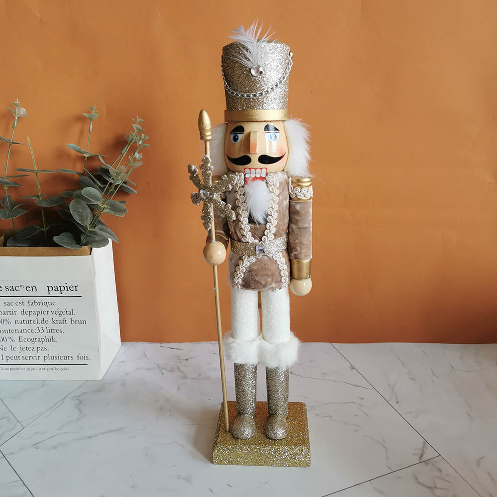 KG Xmas Ready To Ship Noel Navidad cascanueces 15 Inch Noble Gold/Silver Nutcracker Puppet Wooden Glitter Christmas Nutcracker