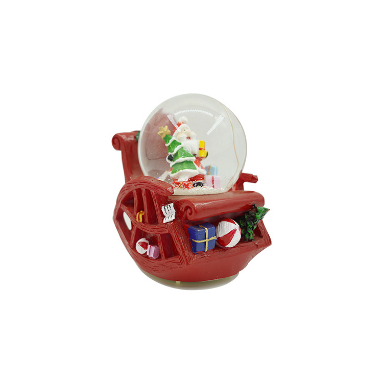 KG Xmas Resin Crafts Noel Navidad Rocking Chair Style Christmas Snow Ball Battery Operated Christmas Snowglobe With Music And Li