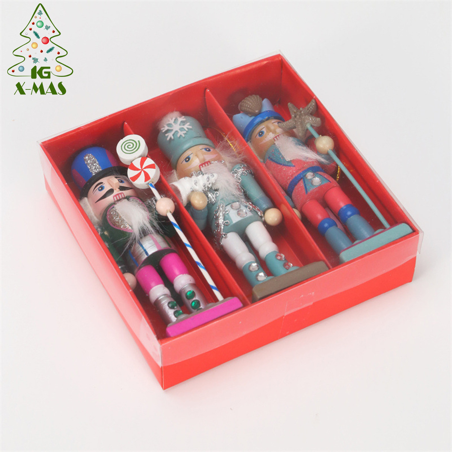 KG Xmas Wholesale Natal Cascanueces 4.7inch Blue Pink Marine Series Wooden Soldier Nutcracker Christmas Decoration Nutcracker