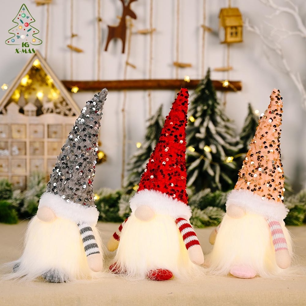 KG Xmas Ready To Ship natal navidad Mini Faceless Gnome Christmas Tree Ornament LED Christmas Hanging Decoration For Home Decor