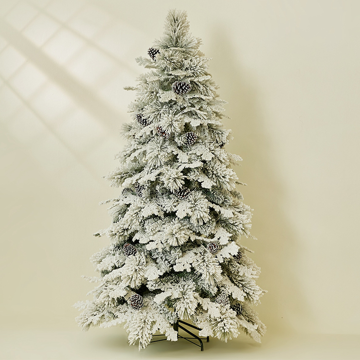 KG Xmas arboles de navidad 6ft 7ft White Snowy Flocked Christmas Tree Lifelike Outdoor Automatic Artificial Christmas Tree