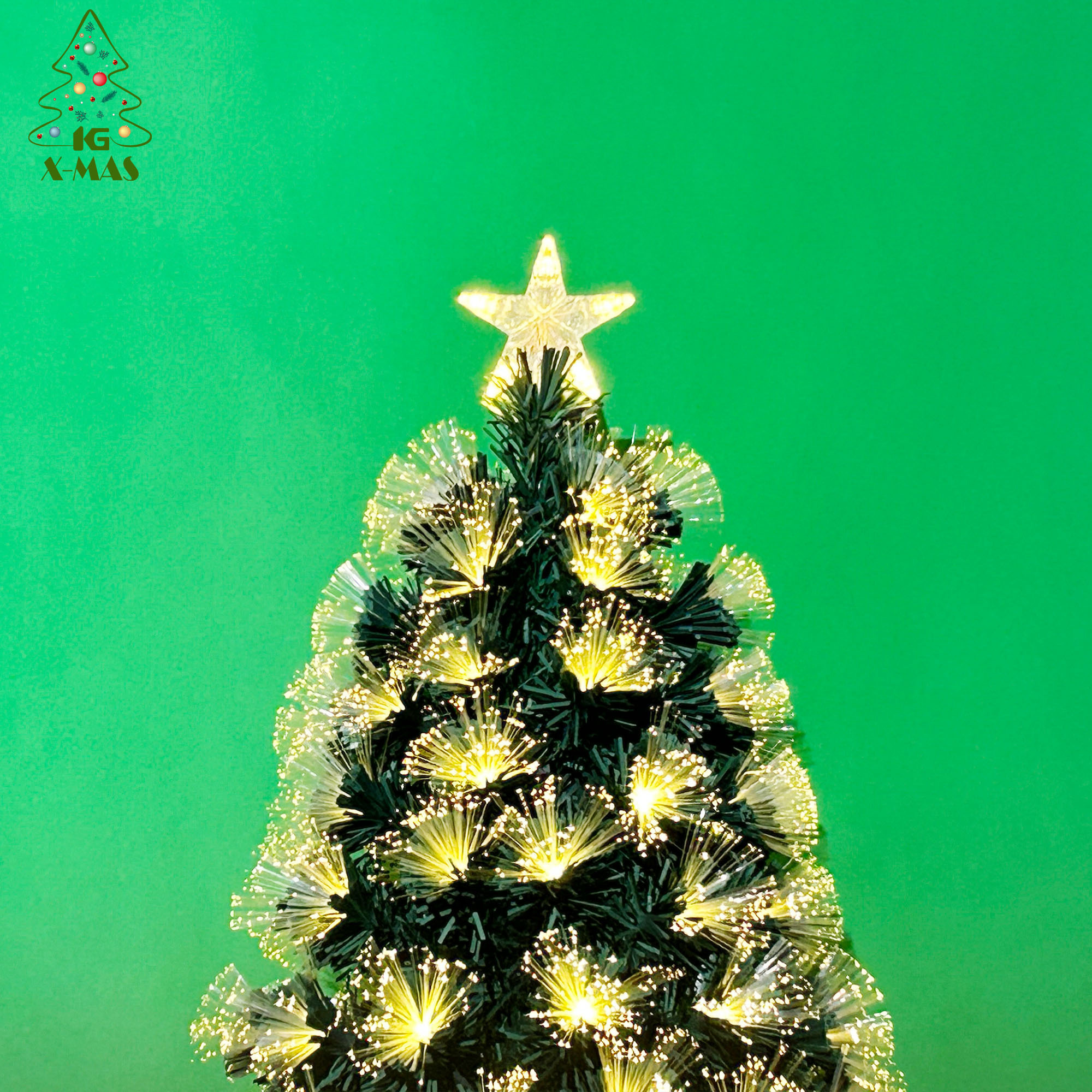 KG Xmas Wholesale Arbol De Navidad Noel 5ft 6ft Fiber Optic Artificial Xmas Tree Pre-lit Christmas Tree With Solid Metal Stand