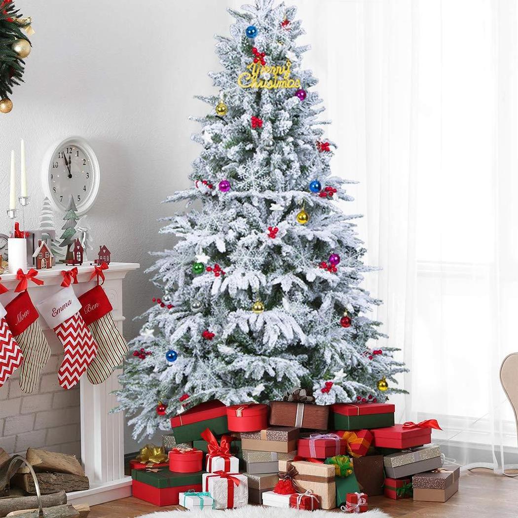 KG Xmas arboles de navidad 6ft 7ft White Snowy Flocked Christmas Tree Lifelike Outdoor Automatic Artificial Christmas Tree