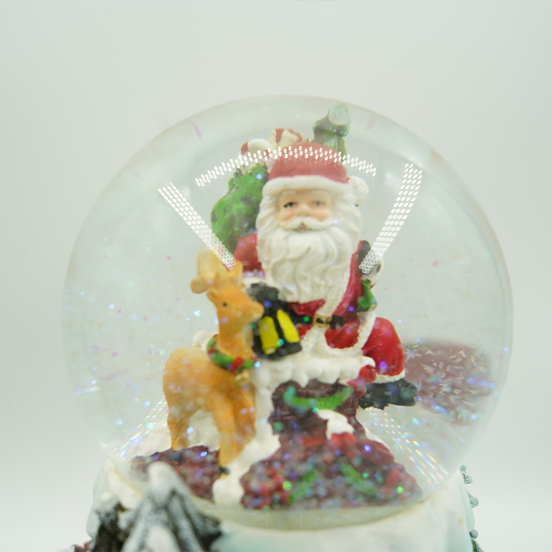 KG Xmas Resin Crafts Noel Navidad Natale Dia 12cm Large Christmas Snowglobe Musical Christmas Village With Rotation Inside