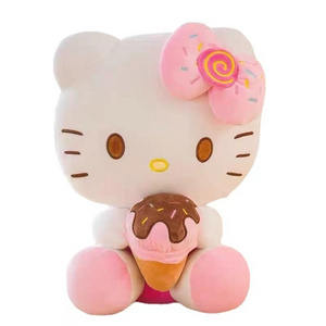 Wholesale 2024 Newest Kitty Plush Toy Cute Sleep Pillow Anime Soft KT Cat Plush Toy Ice Cream Cake KT Doll