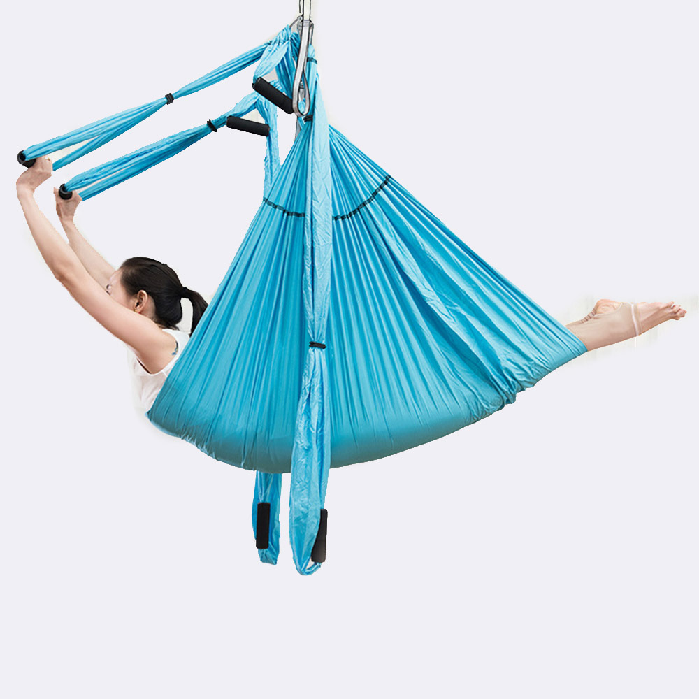 Made in China High Quality Parachute Fabric Aerial Yoga Hammock Swing Anti-Gravity Yoga Extend Belt with 6 Handle