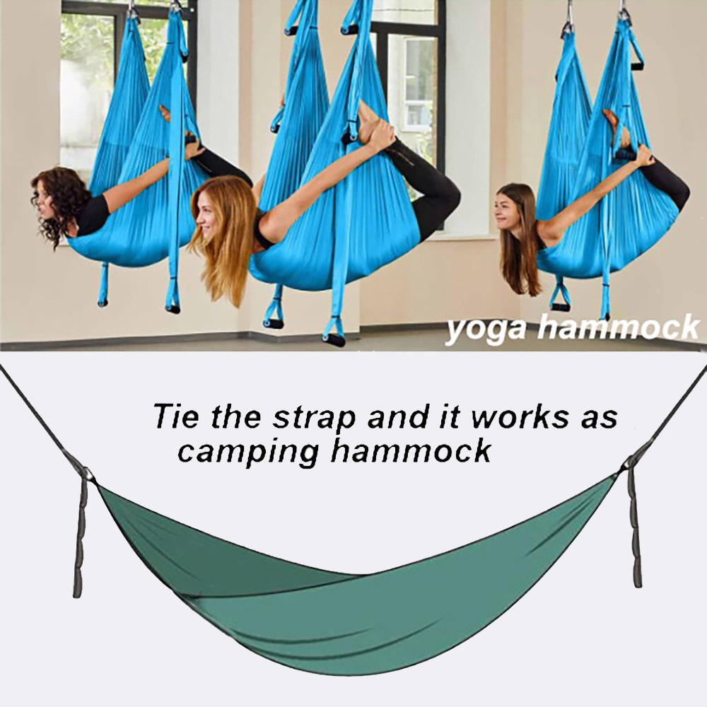 Made in China High Quality Parachute Fabric Aerial Yoga Hammock Swing Anti-Gravity Yoga Extend Belt with 6 Handle