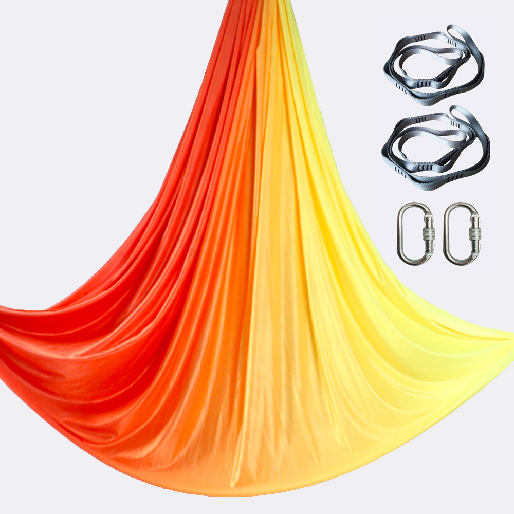 Durable Low/Non Stretch Nylon Soft Tricot Fabric Premium Aerial Yoga Hammocks Swing Set for Antigravity Yoga Inversions