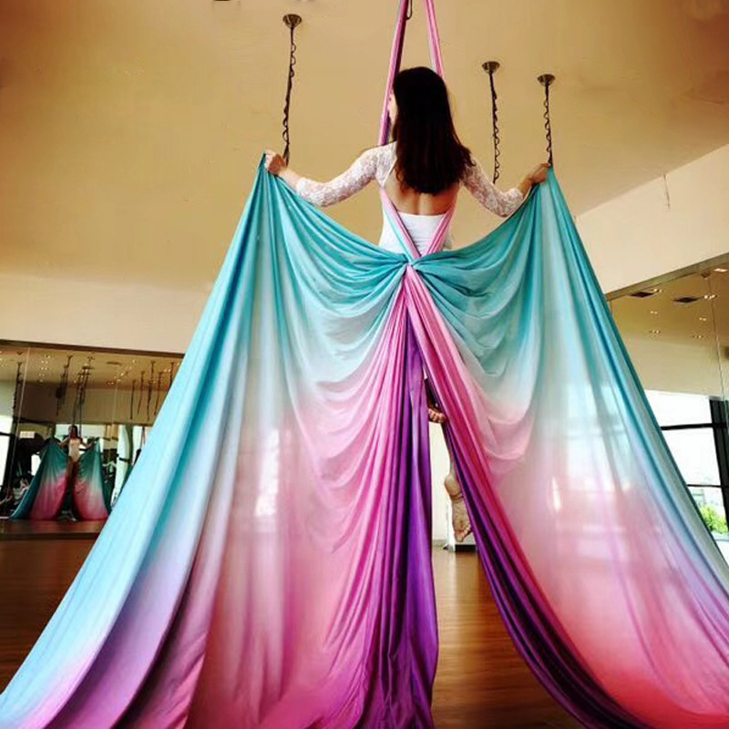 Durable Low/Non Stretch Nylon Soft Tricot Fabric Premium Aerial Yoga Hammocks Swing Set for Antigravity Yoga Inversions