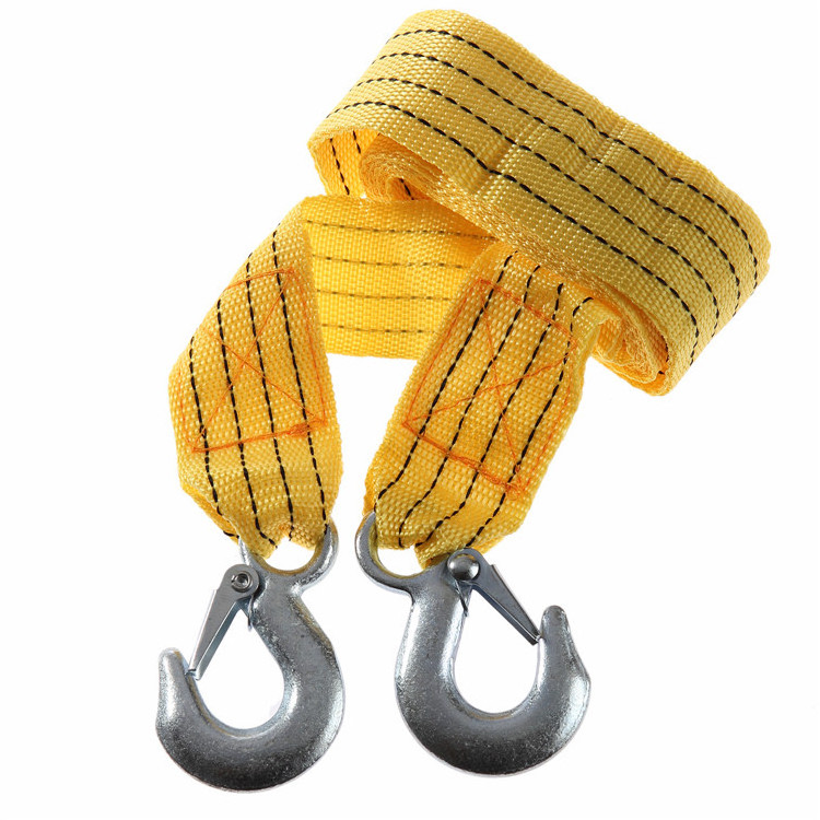 Vehicle  Outdoor 4M Nylon Yellow Tow Strap Heavy Duty Truck Tow Rope