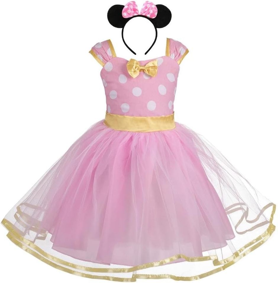 Dressy Daisy Toddler Girl Polka Dots Fancy Dress Up Kids Costume Birthday Party Tulle Dresses with Headband