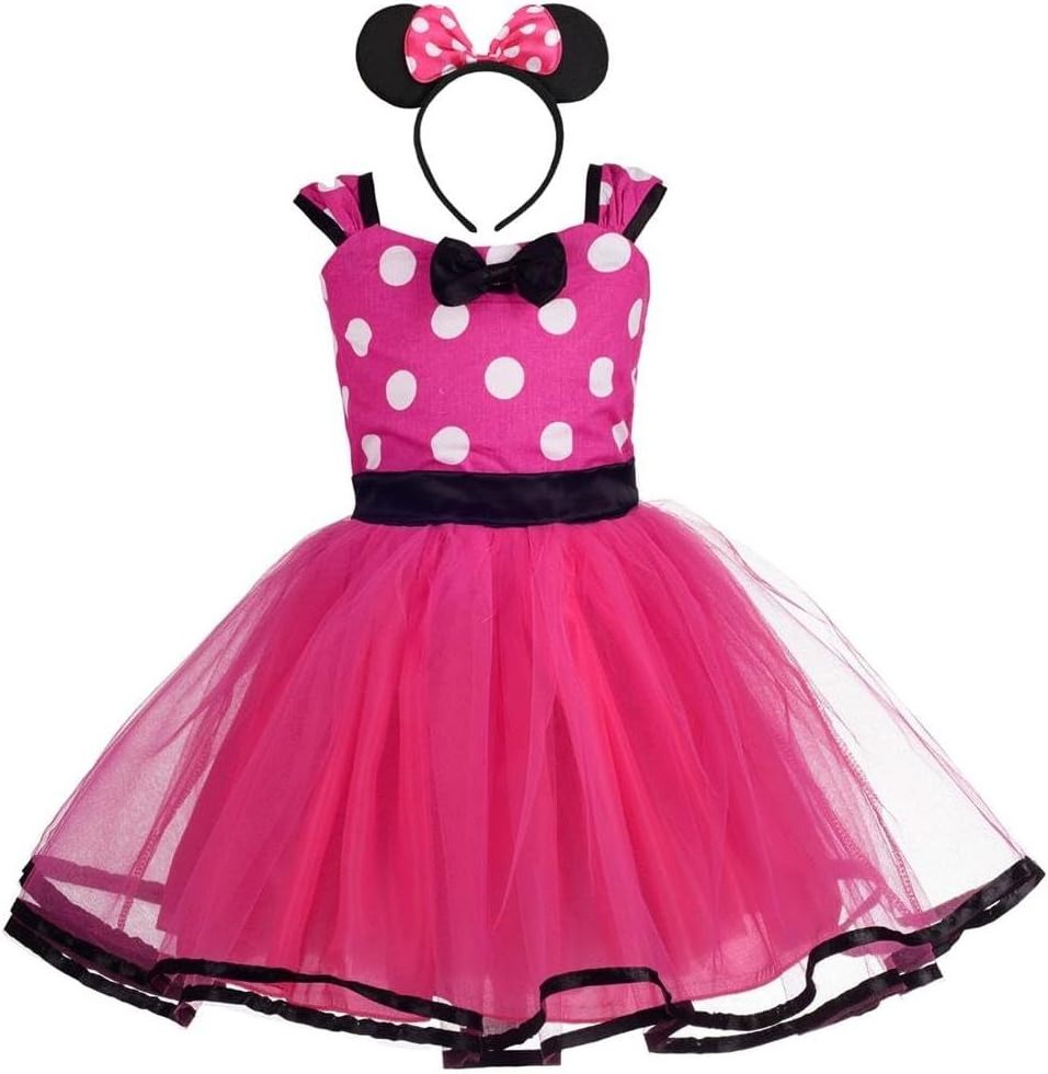 Dressy Daisy Toddler Girl Polka Dots Fancy Dress Up Kids Costume Birthday Party Tulle Dresses with Headband