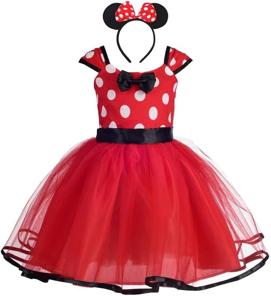 Dressy Daisy Toddler Girl Polka Dots Fancy Dress Up Kids Costume Birthday Party Tulle Dresses with Headband