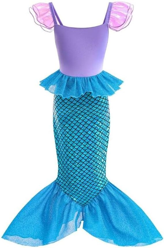 Mermaid Costume Kids Fancy Dress Princess Dress Up Girls Dresses Halloween Costumes with Accessories Mermaid Sequin Outfit