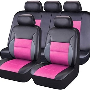 universal high quality pink women Pu leather car seat cover full set cover luxury 5 seats leather print car seat covers