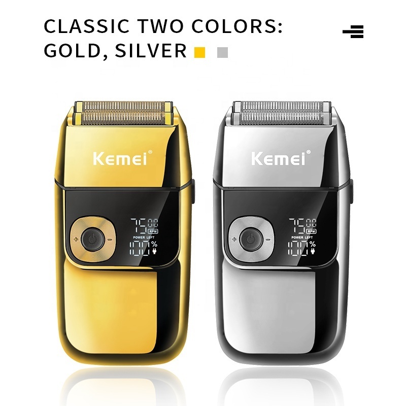 KEMEI KM-2028 Men's Electric Metal Shaver LED Display Adjustable Speed USB Electric Shaver Hair Shavers