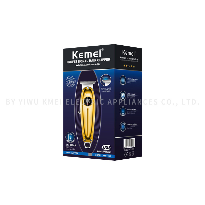 USB Charging Electric Men'S Hair Clipper KM-1948 gold KM-1948 Golden LED Display Metal Hair Clipper