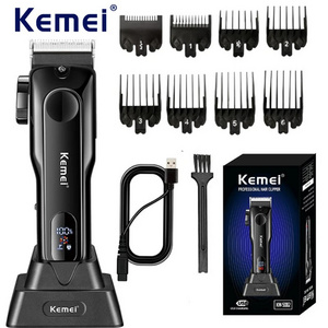 Adjustable Powder Metallurgy Tool Head Hair Clipper Kemei Km-5082 Usb Charging Base Digital Display Hair Trimmer