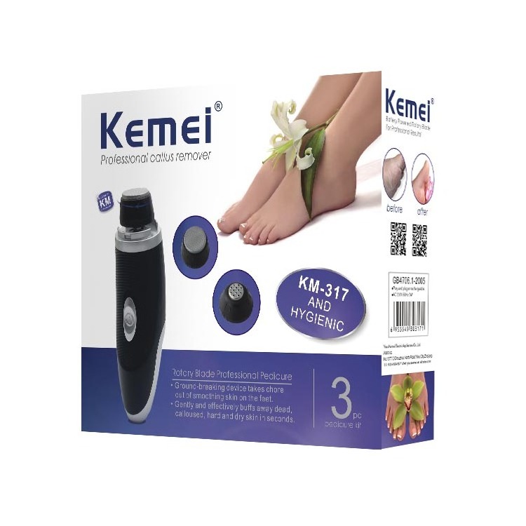 KEMEI KM-317 3in1 Electric Smooth Foot care Tool Pedicure Foot Machine Repair Feet Care Wear Skin Device