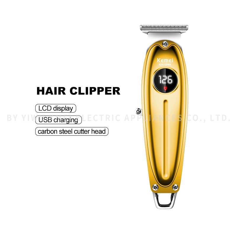 USB Charging Electric Men'S Hair Clipper KM-1948 gold KM-1948 Golden LED Display Metal Hair Clipper