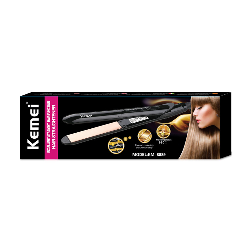 Kemei KM-8889 Professional Ionic Flat Iron Ptc Heating Hair Styling Straightener Curler Hair Straightener