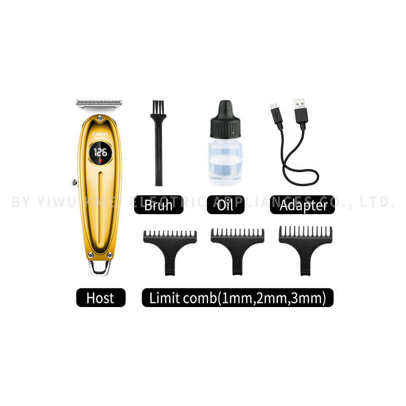 USB Charging Electric Men'S Hair Clipper KM-1948 gold KM-1948 Golden LED Display Metal Hair Clipper