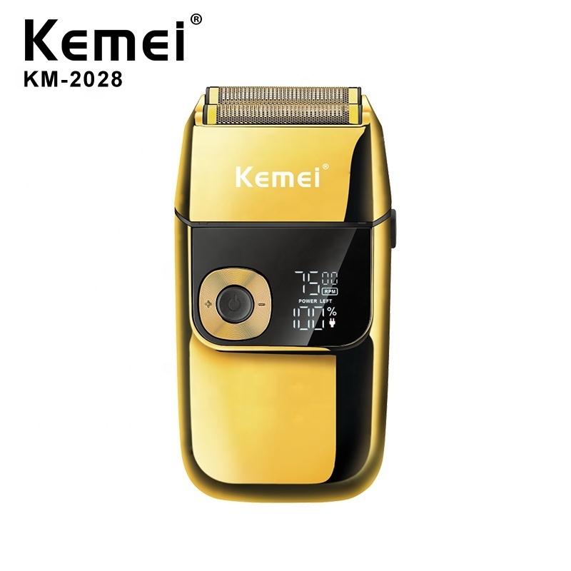 KEMEI KM-2028 Men's Electric Metal Shaver LED Display Adjustable Speed USB Electric Shaver Hair Shavers