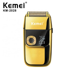 KEMEI KM-2028 Men's Electric Metal Shaver LED Display Adjustable Speed USB Electric Shaver Hair Shavers