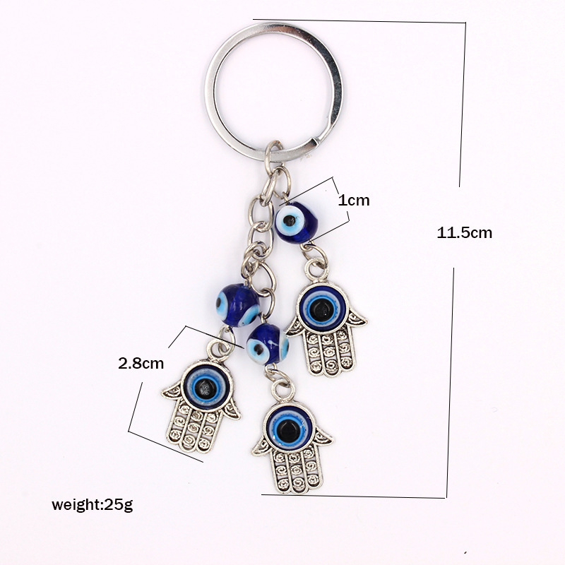 Kingcome Wholesale Blue Devil's Eye Feather Keychains Fatima Palm Elephant Arrow Love Heart Keychain