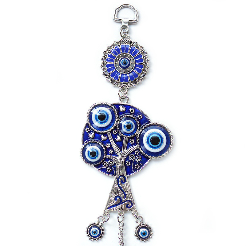 Kingcome Blue Eyes Alloy Dripping Oil Lucky Tree Pendant Devil's Eye Home Office Wall Hanging Decoration