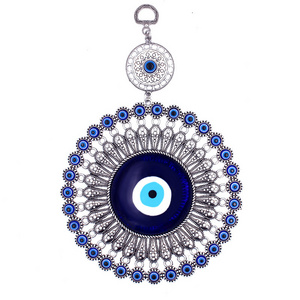 Kingcome European Style Creative Living Room Silver Metal Vintage Blue Turkish Evil Angel Eye Wall Pendant Decorations