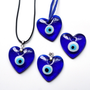 Kingcome Blue Devil's Eyes Heart-shaped Pendant Necklaces Turkish Greek Ornament Accessories Evil Angel Eye Necklace